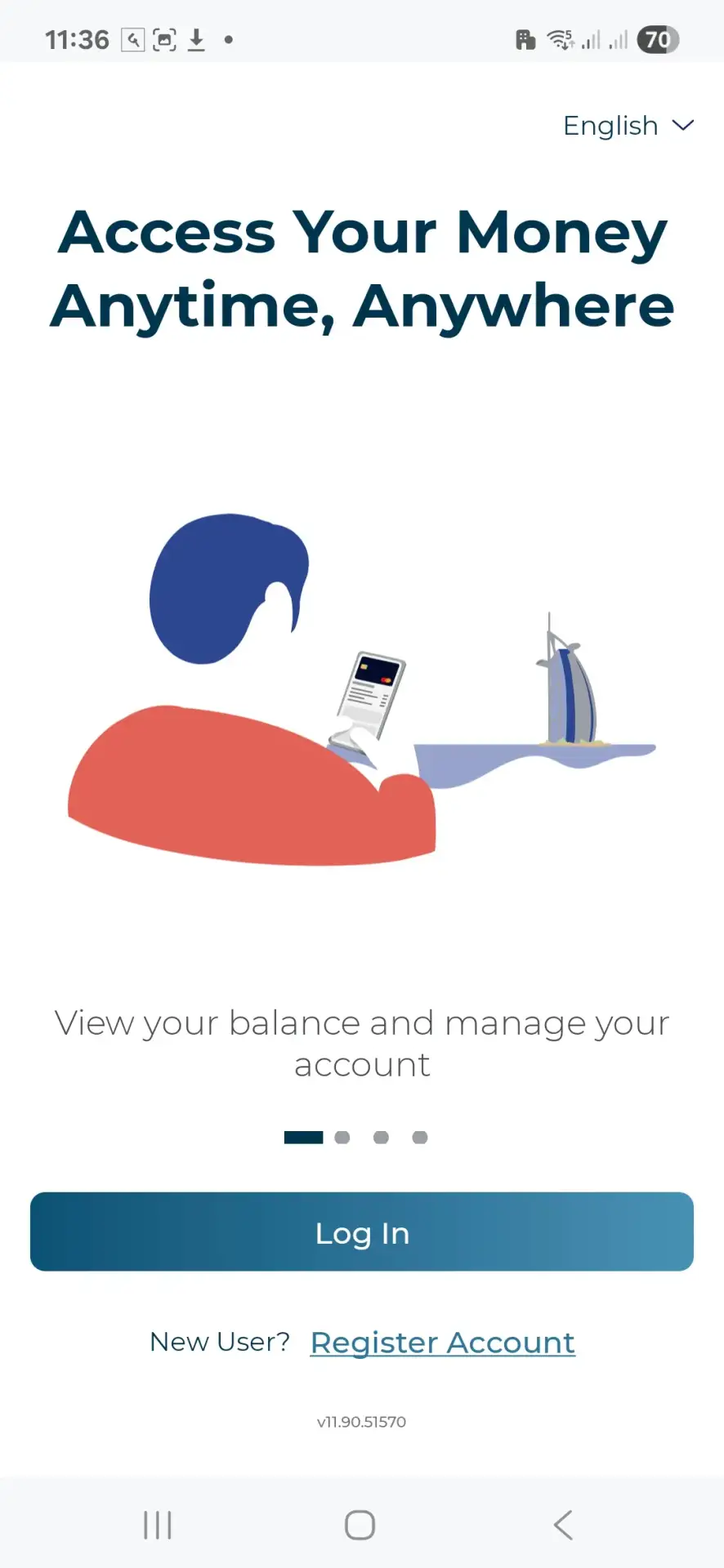 C3pay app registration screen on Android